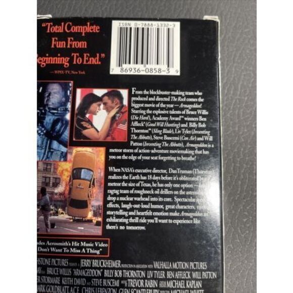 Armageddon (VHS, 1998) Bruce Willis Ben Affleck Billy Bob Thornton Liv Tyler - Picture 4 of 7